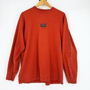 VTG Abercrombie & Fitch Mens Long Sleeve T-Shirt Large Y2K Logo Preppy Orange